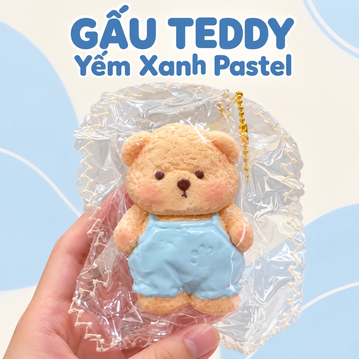 Gấu Teddy Yếm Xanh Pastel – Đồ chơi tạo hình gấu