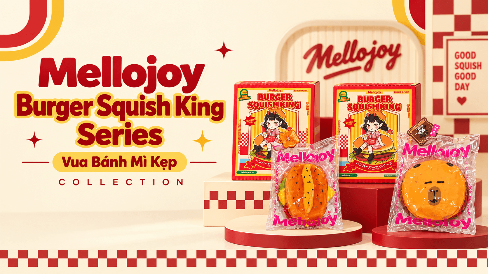 Mellojoy Burger Squish King Series – Squishy Vua Bánh Mì Kẹp