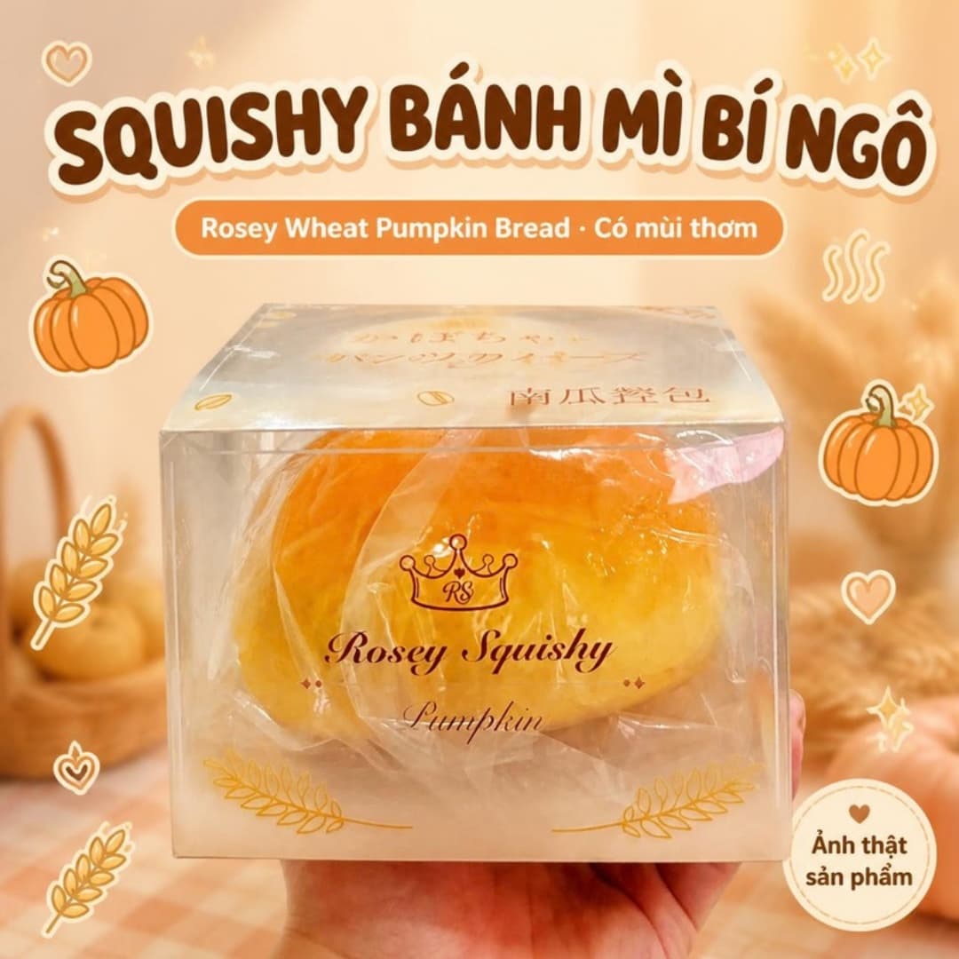 Squishy Bánh Mì Bí Ngô Rosey Wheat Pumpkin Bread Có Mùi Thơm