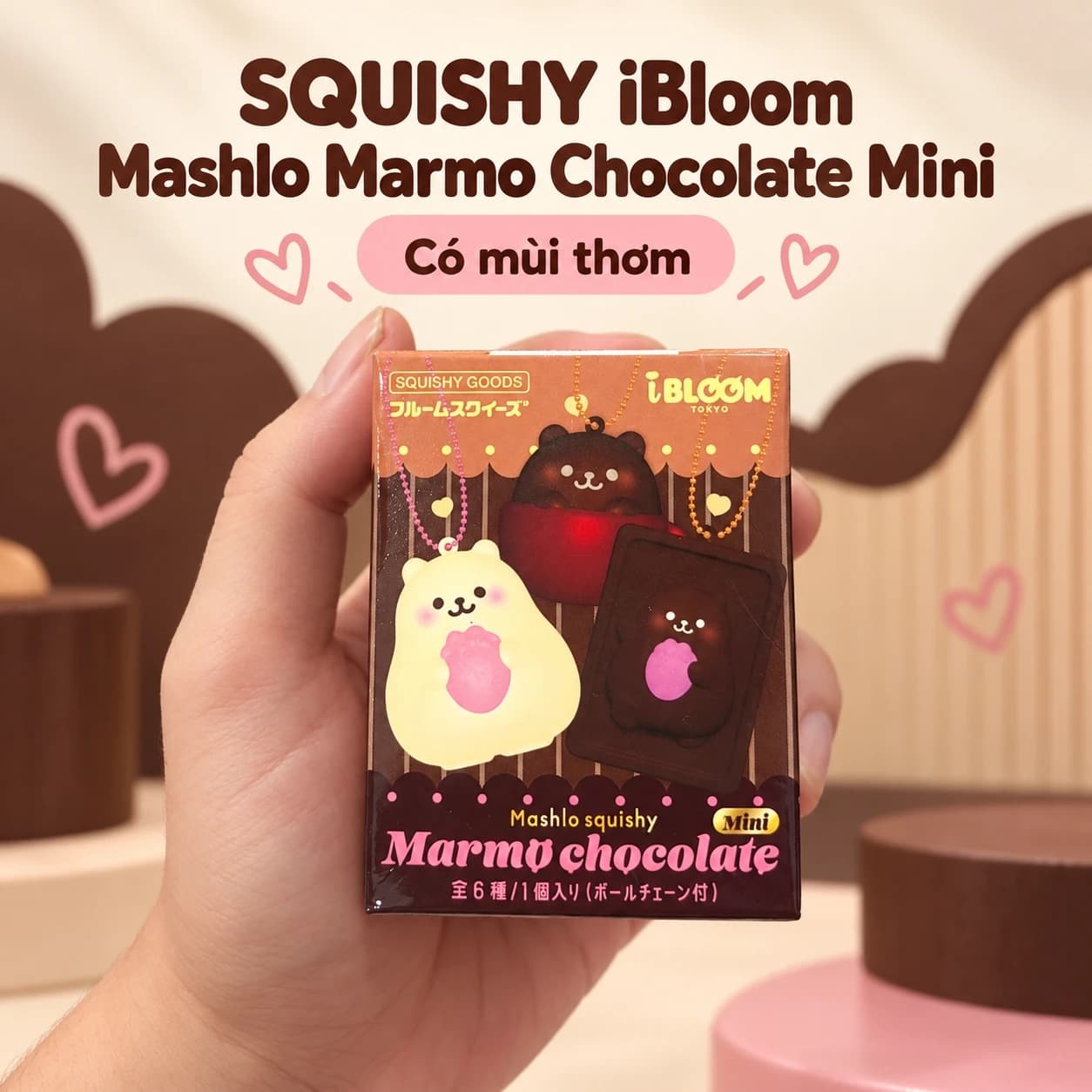 Squishy iBloom Mashlo Marmo Chocolate Mini có mùi thơm