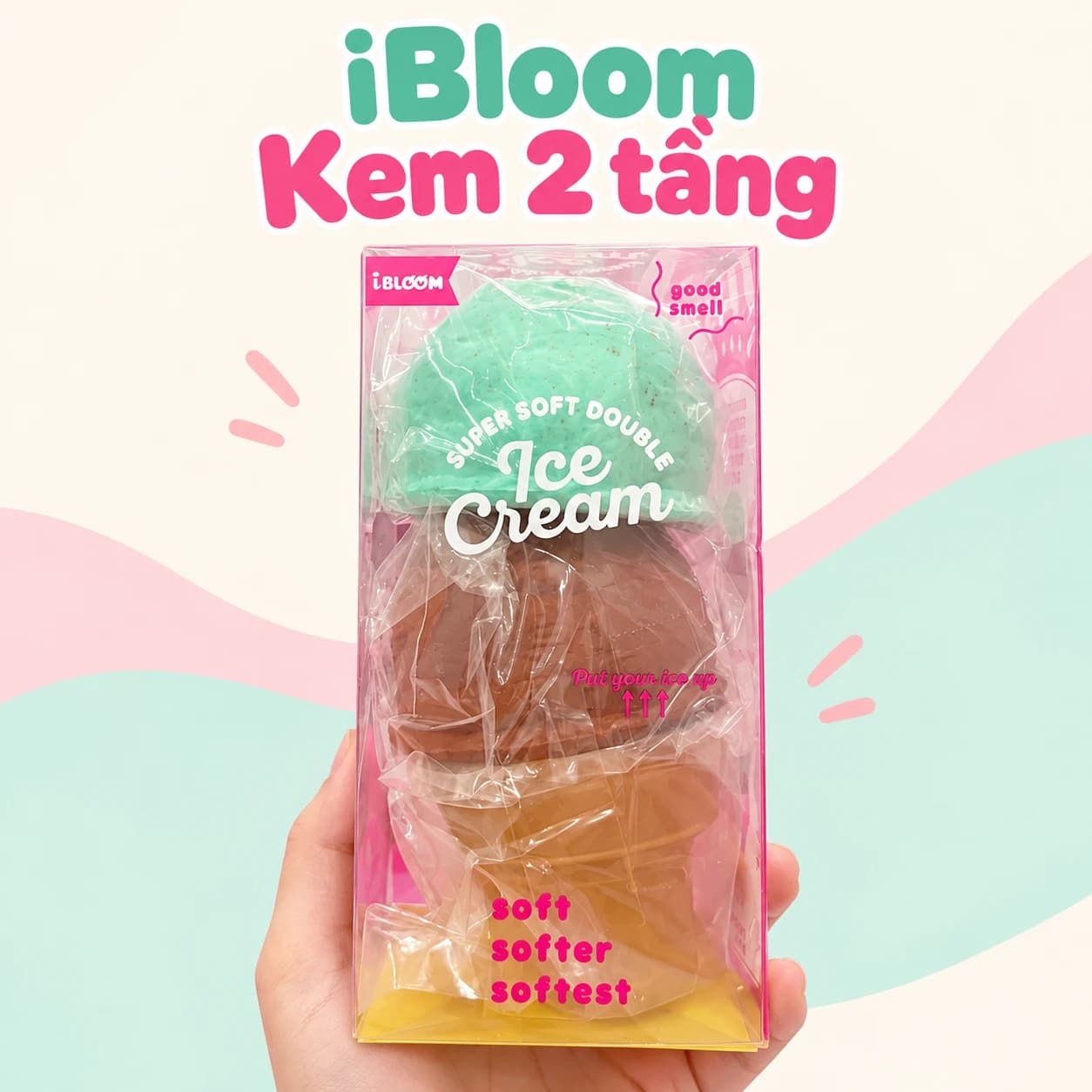 Squishy iBloom Super Soft Double Ice Cream – Kem 2 tầng