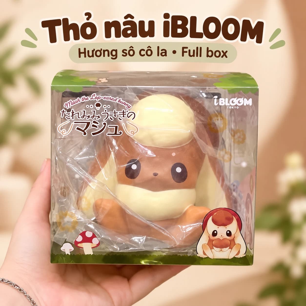 Squishy thỏ nâu iBLOOM hương sô cô la – Full box
