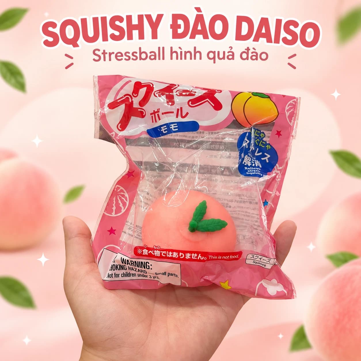 Stressball squishy hình quả đào Daiso
