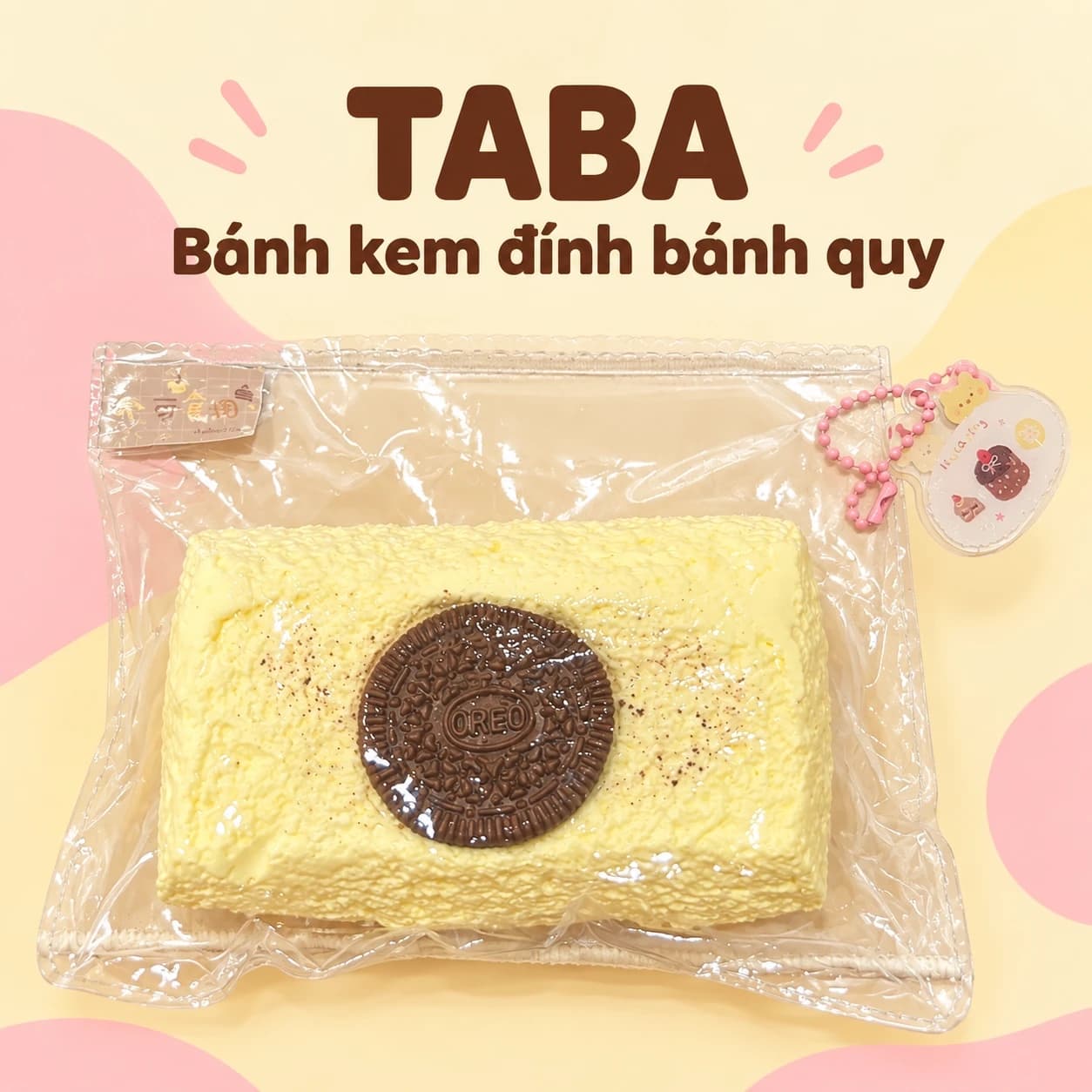 Taba bánh kem vàng đính bánh quy – Đồ chơi mô phỏng