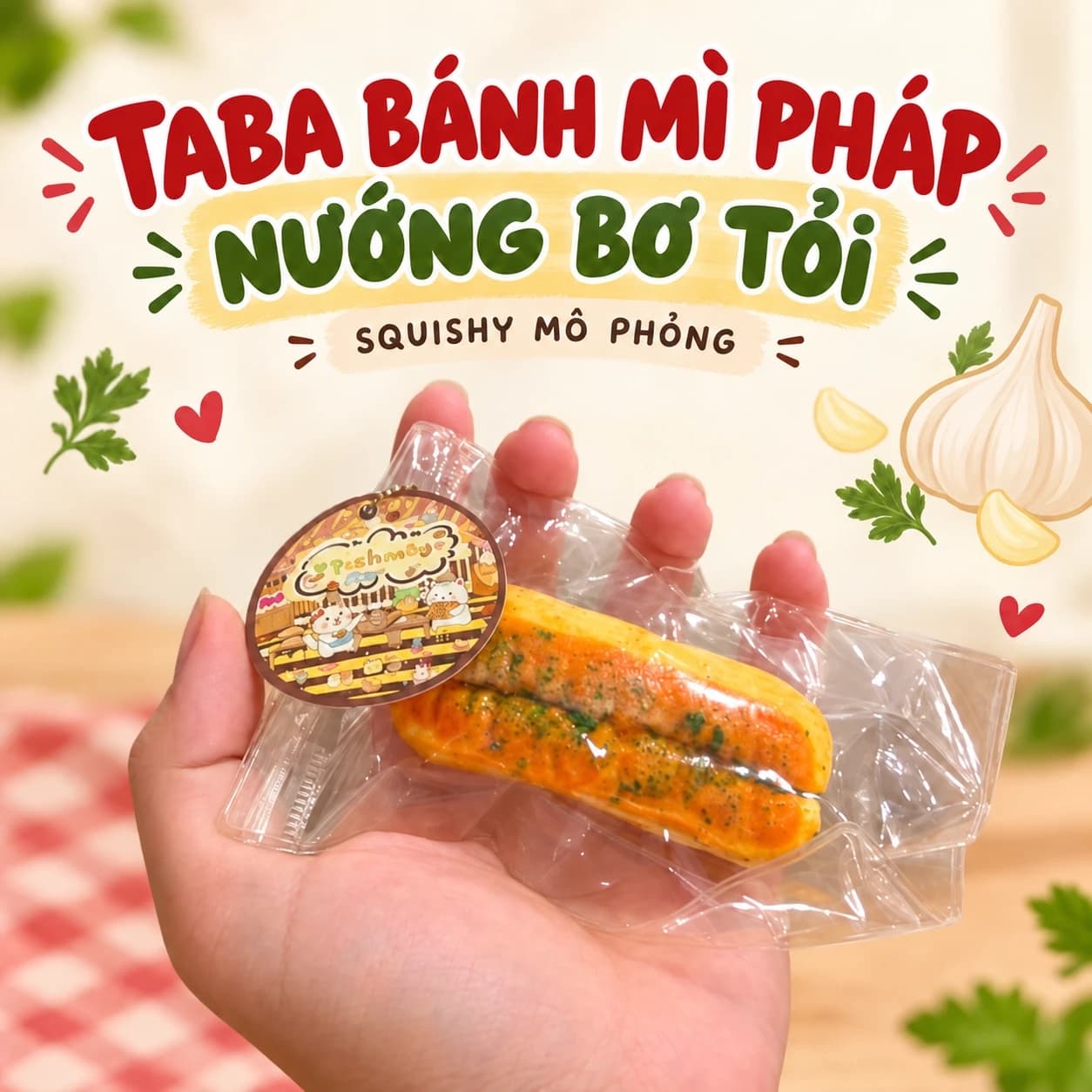 Taba Bánh Mì Pháp Nướng Bơ Tỏi - Squishy Mô Phỏng Mini