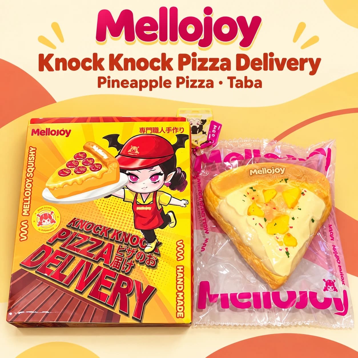 Hộp mù Mellojoy Knock Knock Pizza Delivery kèm Squishy Pizza Lạp Xưởng & Dứa – Taba