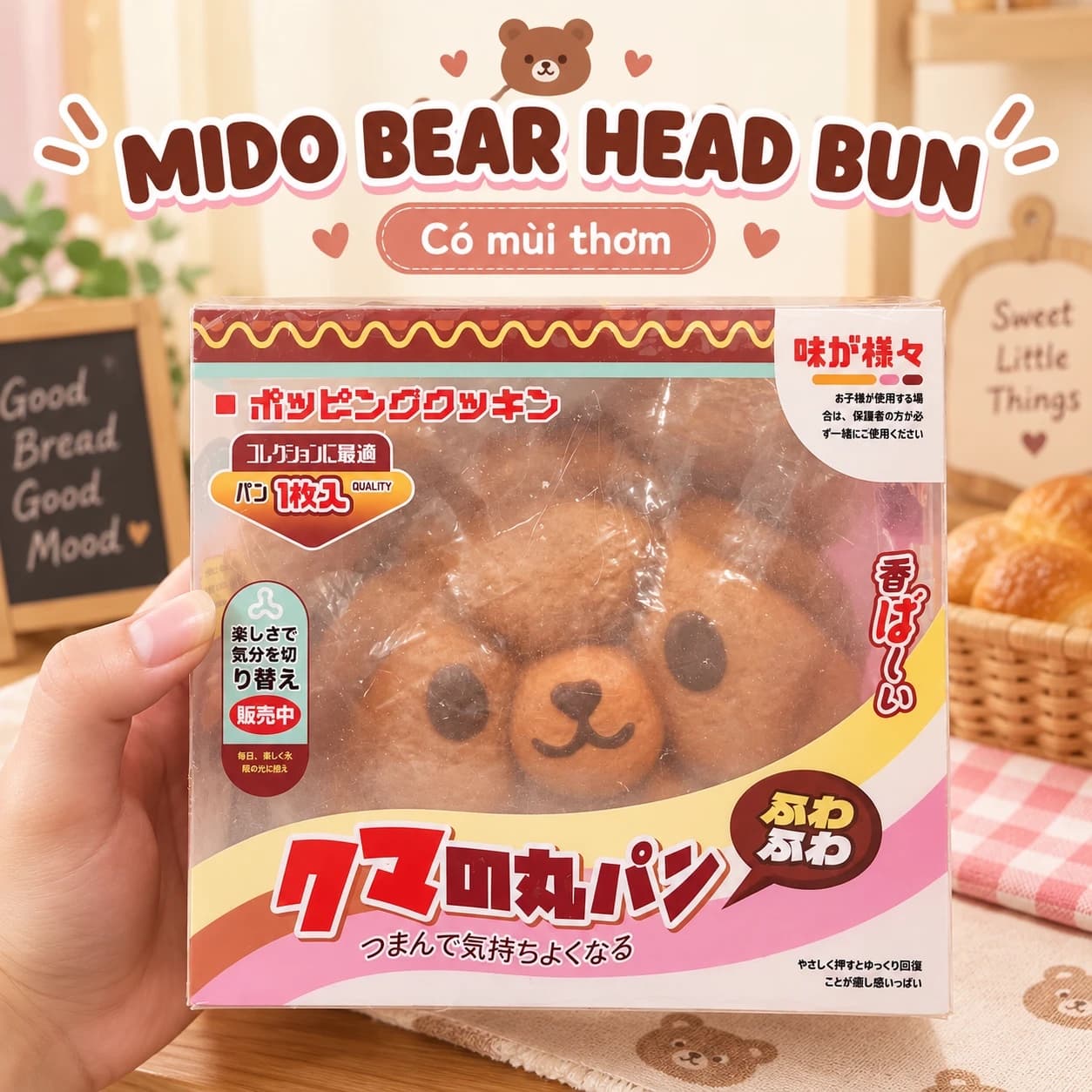 Squishy Bánh Mì Đầu Gấu Mido Bear Head Bun Có Mùi Thơm