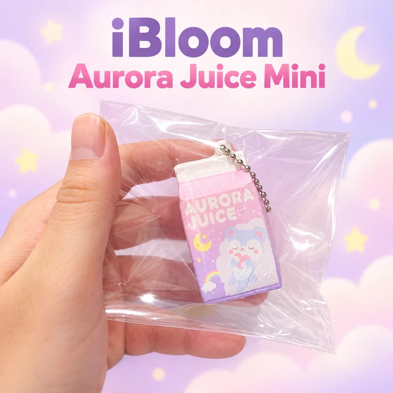 Squishy iBloom Aurora Juice Mini – Hộp nước pastel hồng tím