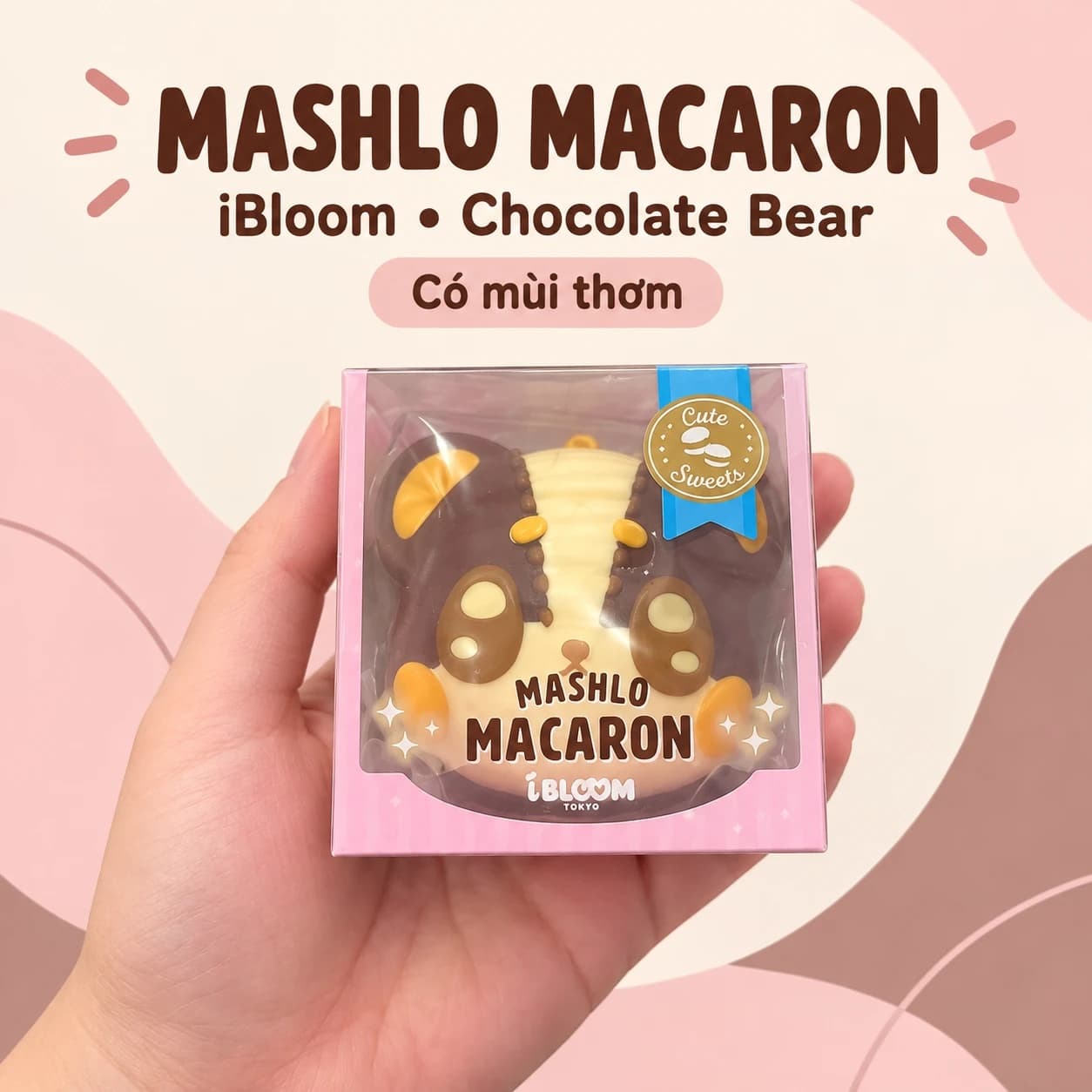 Squishy iBloom Mashlo Macaron Chocolate Bear chính hãng