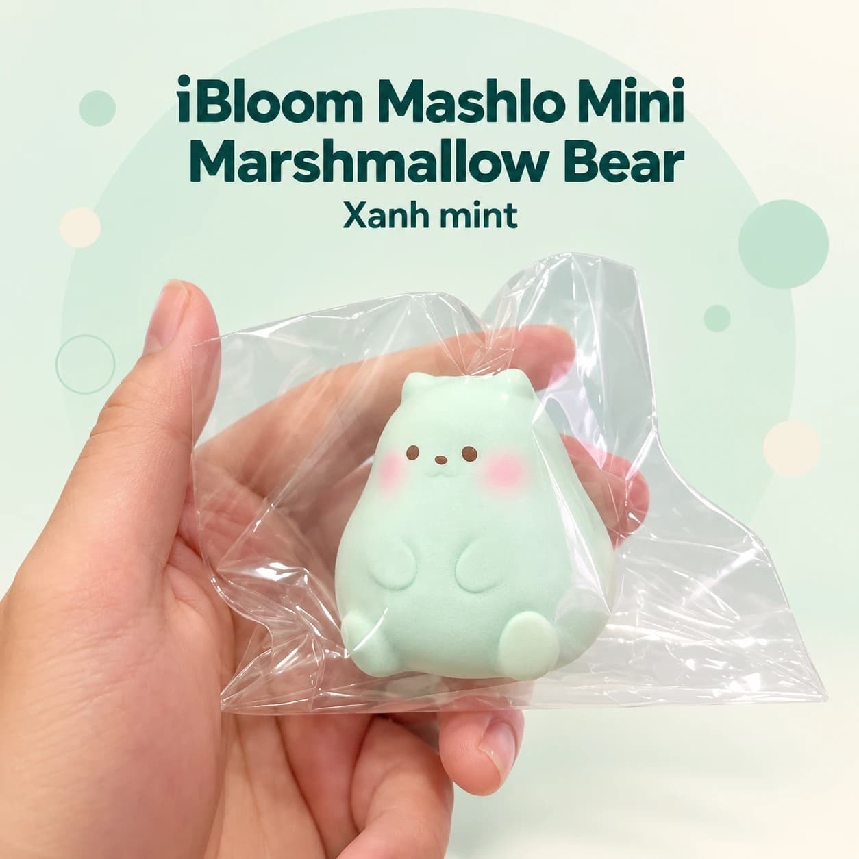 Squishy iBloom Mashlo Mini Marshmallow Bear – Gấu xanh mint